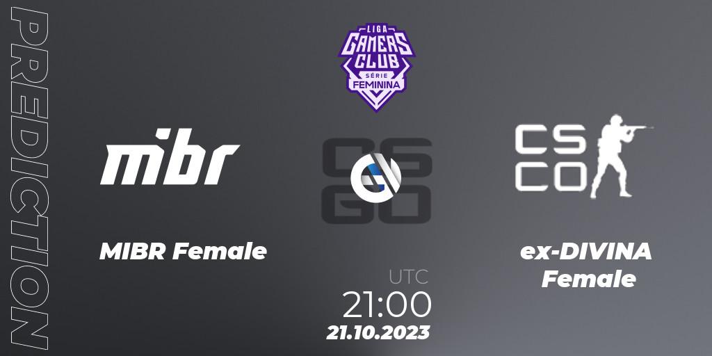 MIBR Female vs ex-DIVINA Female: Match Prediction. 21.10.2023 at 21:00, Counter-Strike (CS2), Gamers Club Liga Série Feminina: Super Edition 2023
