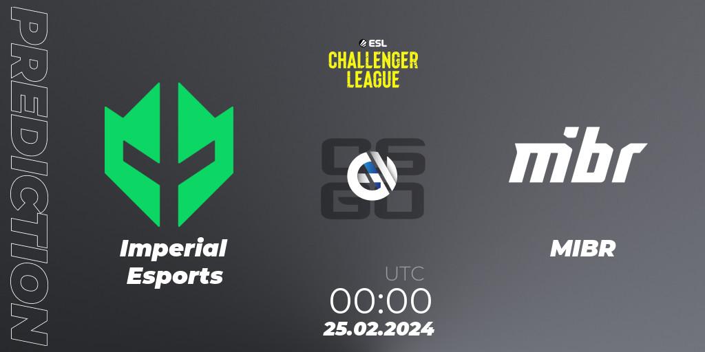 Imperial Esports vs MIBR: Match Prediction. 25.02.2024 at 00:00, Counter-Strike (CS2), ESL Challenger League Season 47: South America