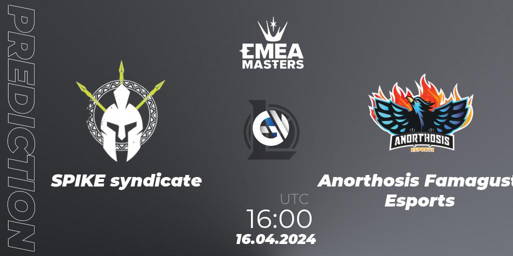 SPIKE syndicate vs Anorthosis Famagusta Esports: Match Prediction. 16.04.24, LoL, EMEA Masters Spring 2024 - Play-In