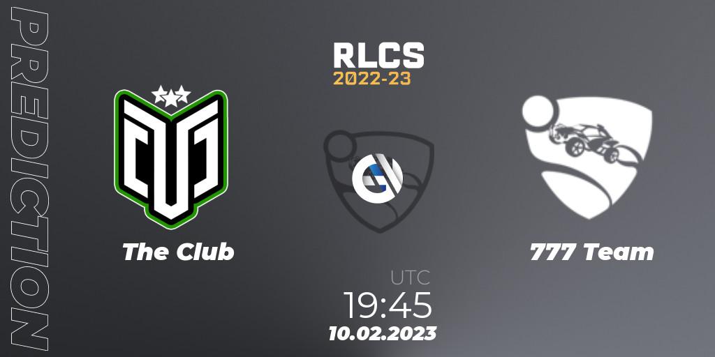 The Club vs 777 Team: Match Prediction. 10.02.2023 at 19:45, Rocket League, RLCS 2022-23 - Winter: South America Regional 2 - Winter Cup