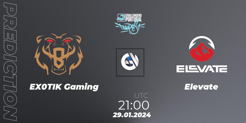 EX0TIK Gaming vs Elevate: Match Prediction. 29.01.2024 at 21:00, VALORANT, VALORANT Challengers 2024 Portugal: Tempest Split 1