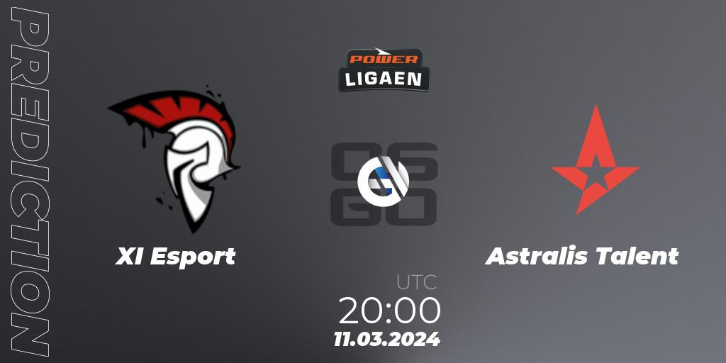 XI Esport vs Astralis Talent: Match Prediction. 11.03.2024 at 20:00, Counter-Strike (CS2), Dust2.dk Ligaen Season 25
