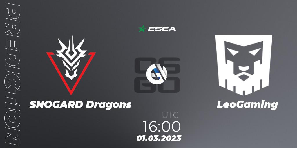 SNOGARD Dragons vs LeoGaming: Match Prediction. 01.03.23, CS2 (CS:GO), ESEA Season 44: Advanced Division - Europe