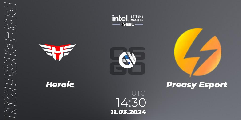 Heroic vs Preasy Esport: Match Prediction. 11.03.2024 at 14:30, Counter-Strike (CS2), Intel Extreme Masters Dallas 2024: European Closed Qualifier