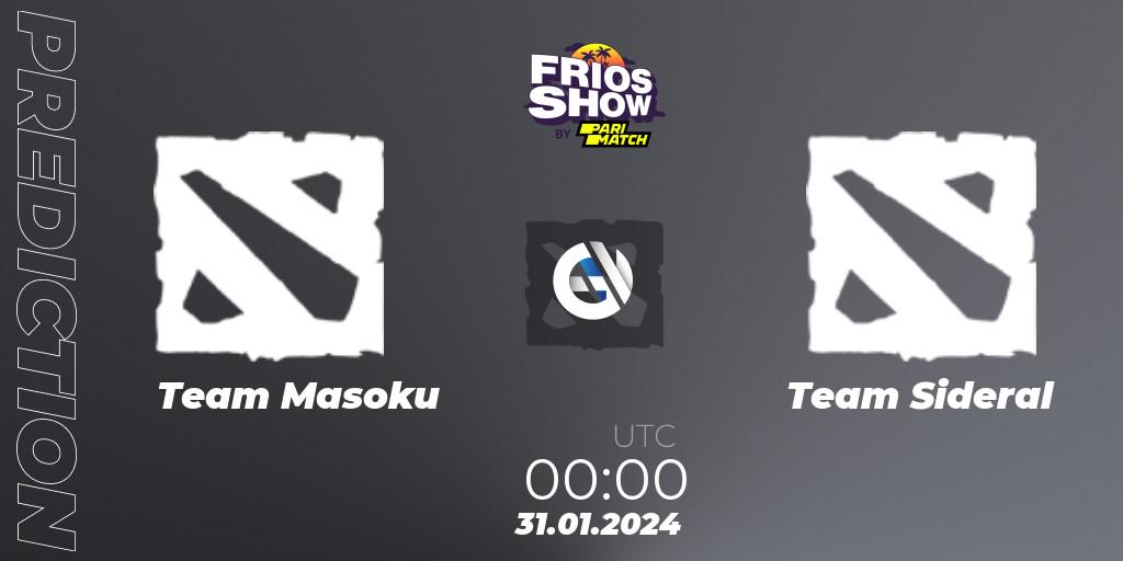 Team Masoku vs Team Sideral: Match Prediction. 31.01.2024 at 00:00, Dota 2, Frios Show 2