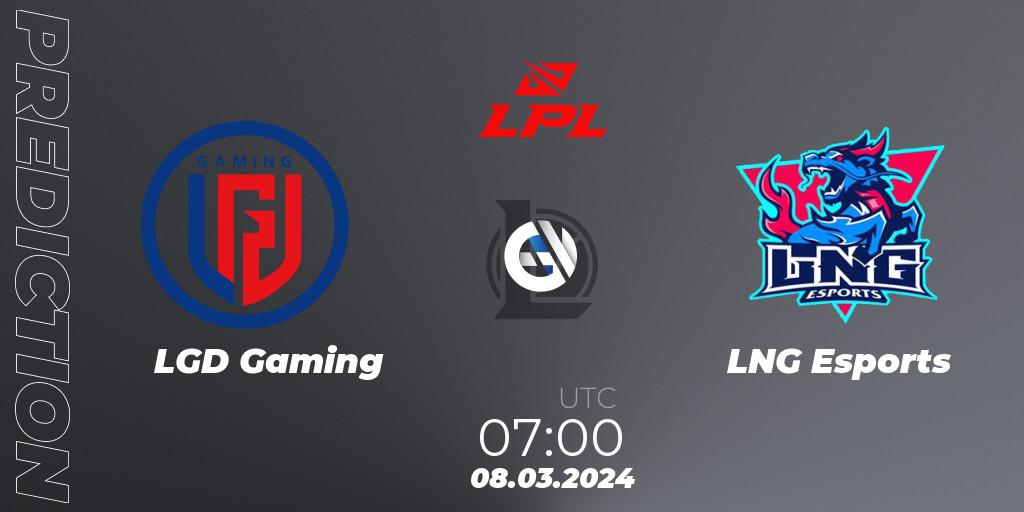 LGD Gaming vs LNG Esports: Match Prediction. 08.03.2024 at 07:00, LoL, LPL Spring 2024 - Group Stage