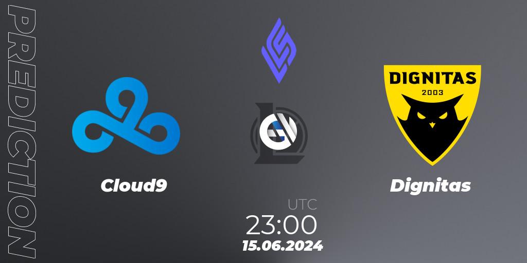 Cloud9 vs Dignitas: Match Prediction. 15.06.2024 at 23:00, LoL, LCS Summer 2024 - Group Stage