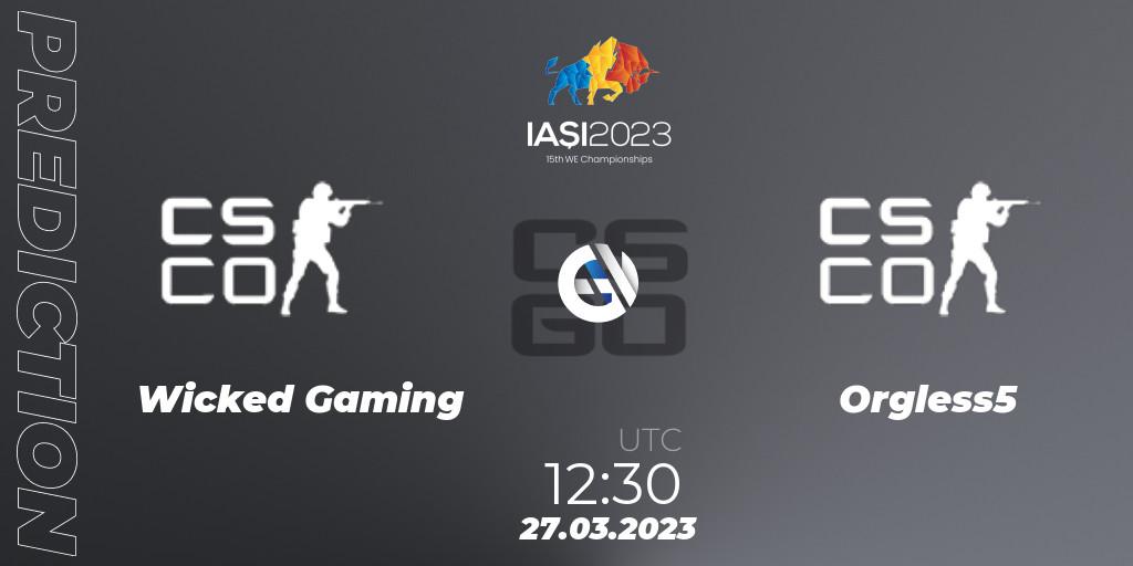 Wicked Gaming vs Orgless5: Match Prediction. 27.03.23, CS2 (CS:GO), IESF World Esports Championship 2023: Indian Qualifier