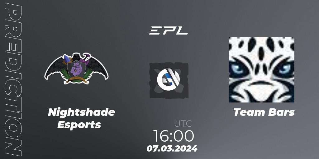 Nightshade Esports vs Team Bars: Match Prediction. 07.03.2024 at 16:00, Dota 2, European Pro League Season 17: Division 2