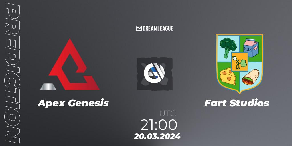 Apex Genesis vs Fart Studios: Match Prediction. 20.03.24, Dota 2, DreamLeague Season 23: North America Closed Qualifier