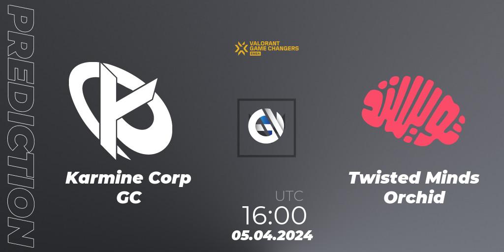 Karmine Corp GC vs Twisted Minds Orchid: Match Prediction. 05.04.2024 at 16:00, VALORANT, VCT 2024: Game Changers EMEA Contenders Series 1