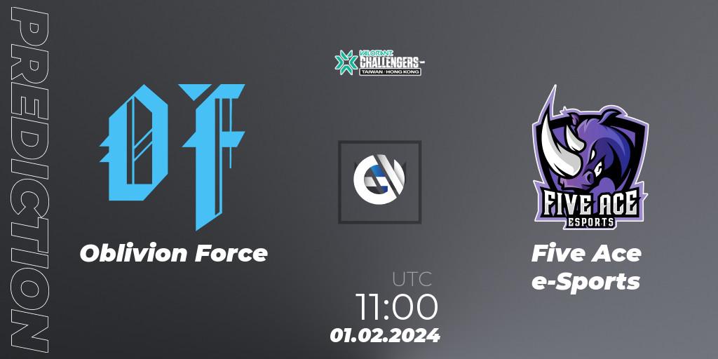 Oblivion Force vs Five Ace e-Sports: Match Prediction. 01.02.24, VALORANT, VALORANT Challengers Hong Kong and Taiwan 2024: Split 1