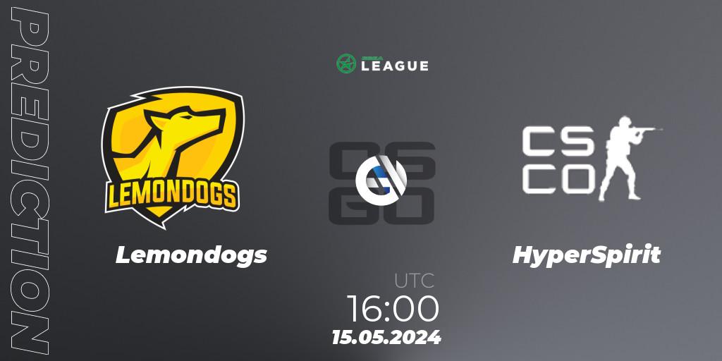 Lemondogs vs HyperSpirit: Match Prediction. 15.05.2024 at 16:00, Counter-Strike (CS2), ESEA Season 49: Advanced Division - Europe