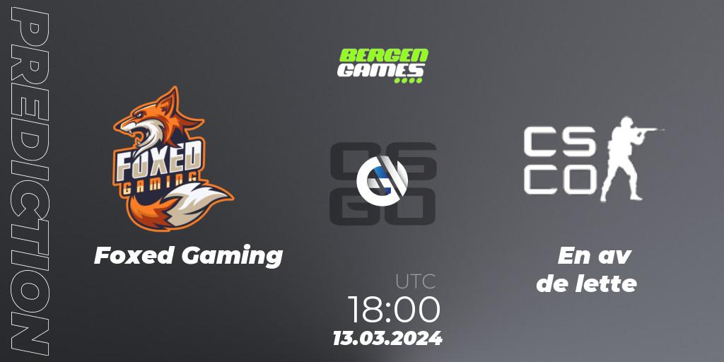 Foxed Gaming vs En av de lette: Match Prediction. 13.03.24, CS2 (CS:GO), Bergen Games 2024: Online Stage