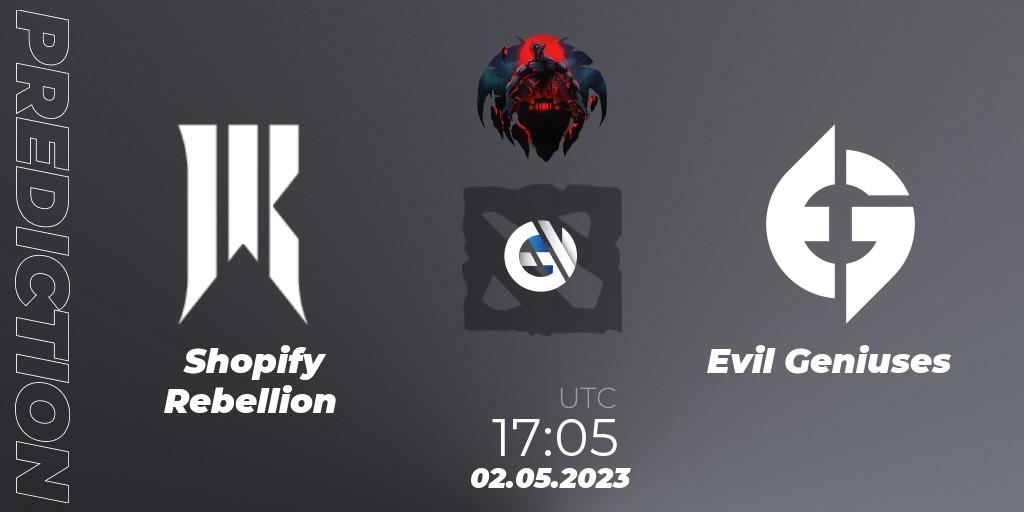 Shopify Rebellion vs Evil Geniuses: Match Prediction. 02.05.2023 at 17:18, Dota 2, The Berlin Major 2023 ESL