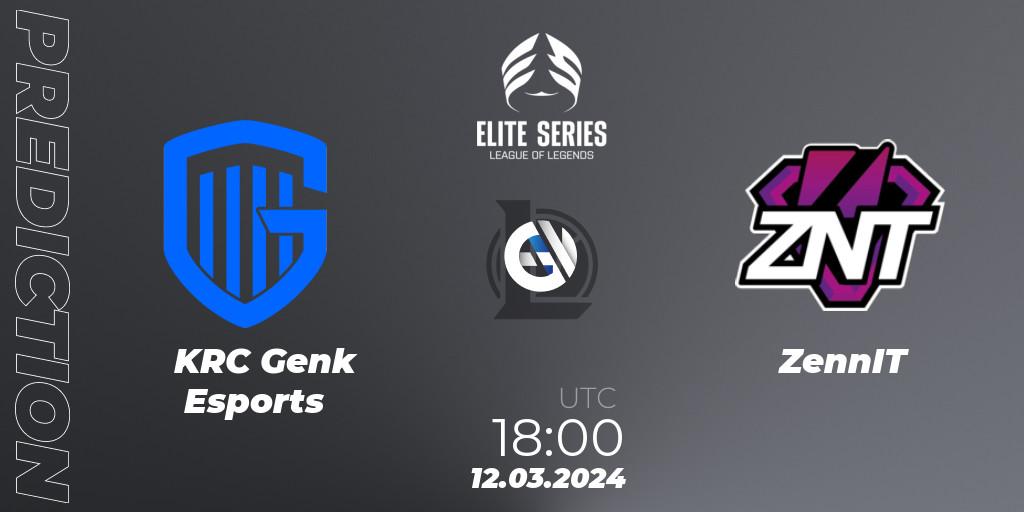 KRC Genk Esports vs ZennIT: Match Prediction. 12.03.24, LoL, Elite Series Spring 2024