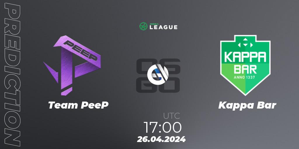Team PeeP vs Kappa Bar: Match Prediction. 26.04.2024 at 17:00, Counter-Strike (CS2), ESEA Season 49: Advanced Division - Europe