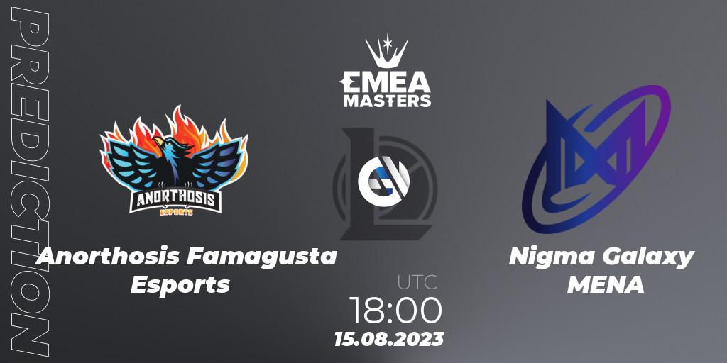 Anorthosis Famagusta Esports vs Nigma Galaxy MENA: Match Prediction. 15.08.2023 at 18:00, LoL, EMEA Masters Summer 2023