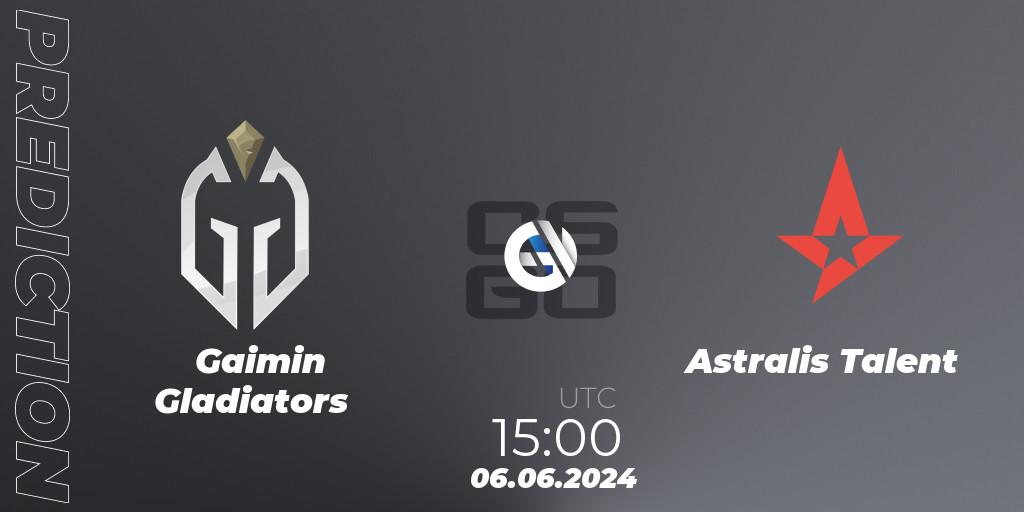 Gaimin Gladiators vs Astralis Talent: Match Prediction. 06.06.2024 at 15:00, Counter-Strike (CS2), Regional Clash Arena Europe
