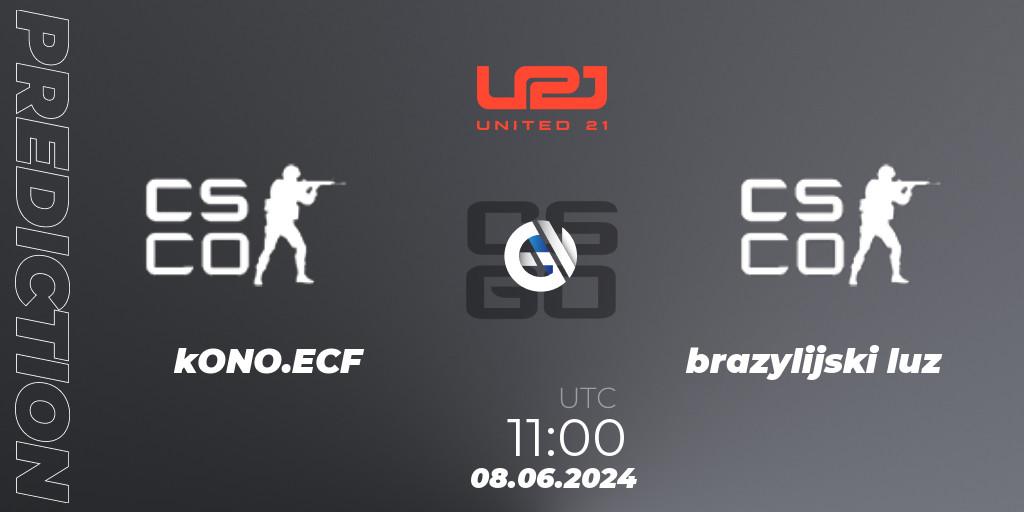 kONO.ECF vs brazylijski luz: Match Prediction. 08.06.2024 at 11:00, Counter-Strike (CS2), United21 Season 16