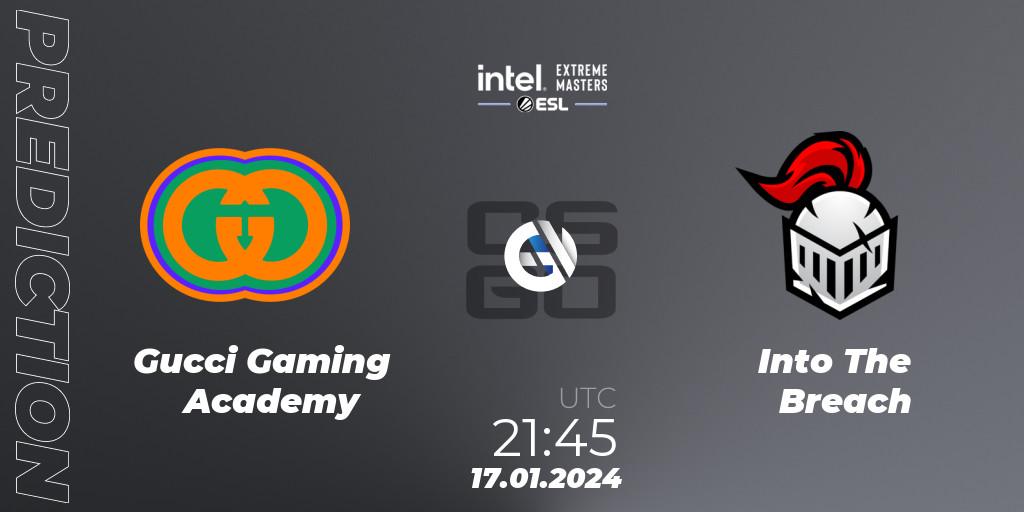 Gucci Gaming Academy vs Into The Breach: Match Prediction. 17.01.2024 at 21:45, Counter-Strike (CS2), Intel Extreme Masters China 2024: European Open Qualifier #1