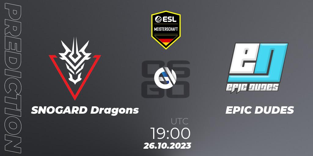 SNOGARD Dragons vs EPIC DUDES: Match Prediction. 26.10.2023 at 19:00, Counter-Strike (CS2), ESL Meisterschaft: Autumn 2023