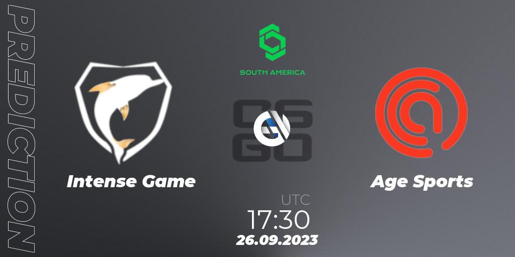 Intense Game vs Age Sports: Match Prediction. 26.09.2023 at 17:30, Counter-Strike (CS2), CCT South America Series #12: Closed Qualifier