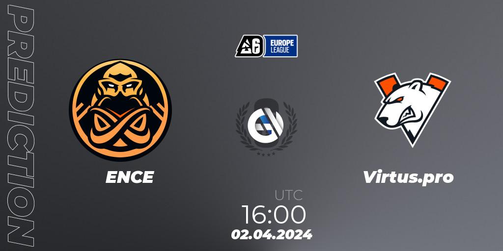ENCE vs Virtus.pro: Match Prediction. 02.04.2024 at 17:00, Rainbow Six, Europe League 2024 - Stage 1