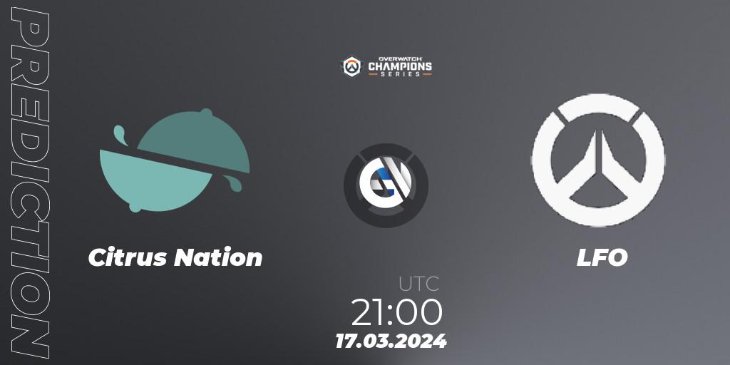 Citrus Nation vs LFO: Match Prediction. 17.03.2024 at 21:00, Overwatch, Overwatch Champions Series 2024 - North America Stage 1 Group Stage