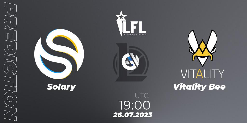 Solary vs Vitality Bee: Match Prediction. 26.07.23, LoL, LFL Summer 2023 - Group Stage