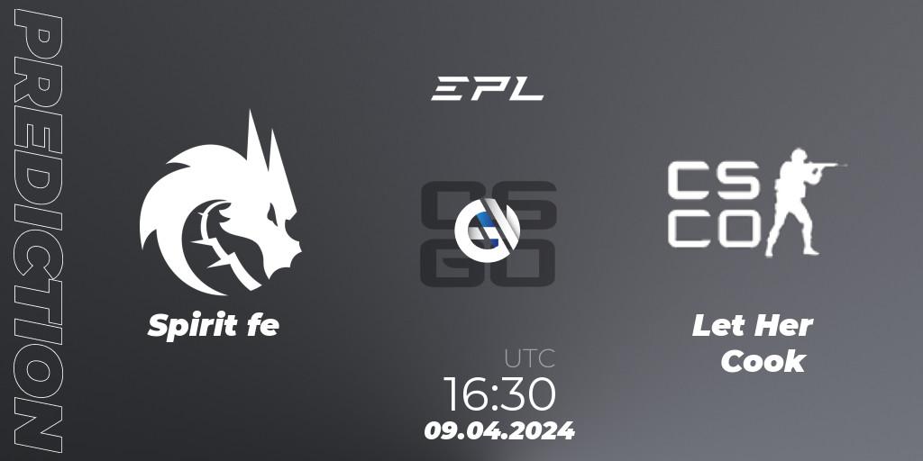 Spirit fe vs Let Her Cook: Match Prediction. 09.04.2024 at 16:30, Counter-Strike (CS2), European Pro League Female Season 1