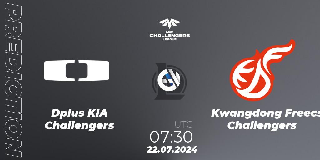 Dplus KIA Challengers vs Kwangdong Freecs Challengers: Match Prediction. 22.07.2024 at 07:30, LoL, LCK Challengers League 2024 Summer - Group Stage