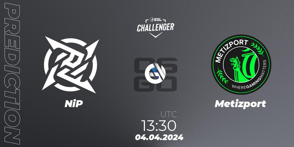 NiP vs Metizport: Match Prediction. 04.04.2024 at 13:30, Counter-Strike (CS2), ESL Challenger #57: European Closed Qualifier