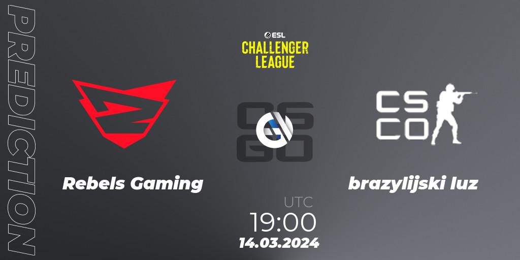 Rebels Gaming vs brazylijski luz: Match Prediction. 14.03.2024 at 19:00, Counter-Strike (CS2), ESL Challenger League Season 47: Europe