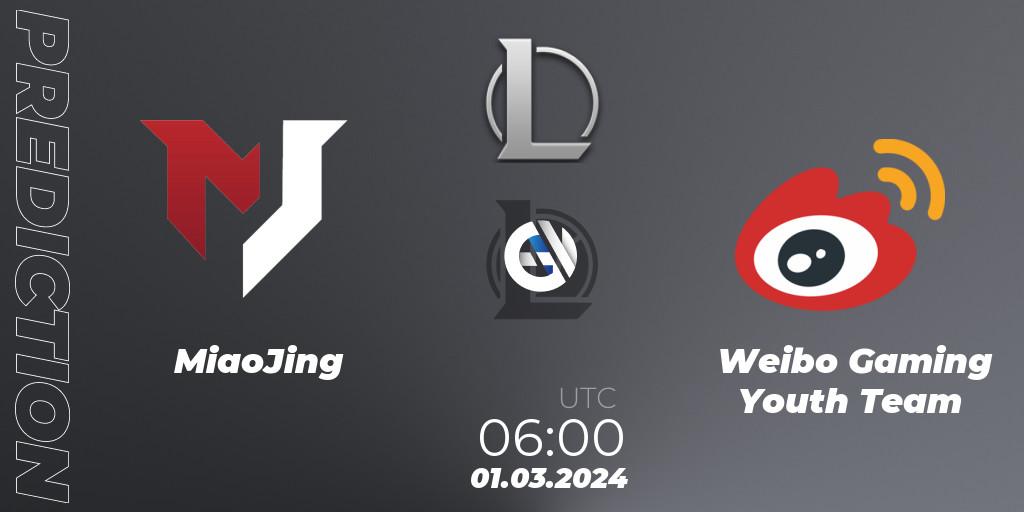 MiaoJing vs Weibo Gaming Youth Team: Match Prediction. 01.03.24, LoL, LDL 2024 - Stage 1