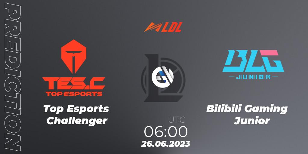 Top Esports Challenger vs Bilibili Gaming Junior: Match Prediction. 26.06.23, LoL, LDL 2023 - Regular Season - Stage 3