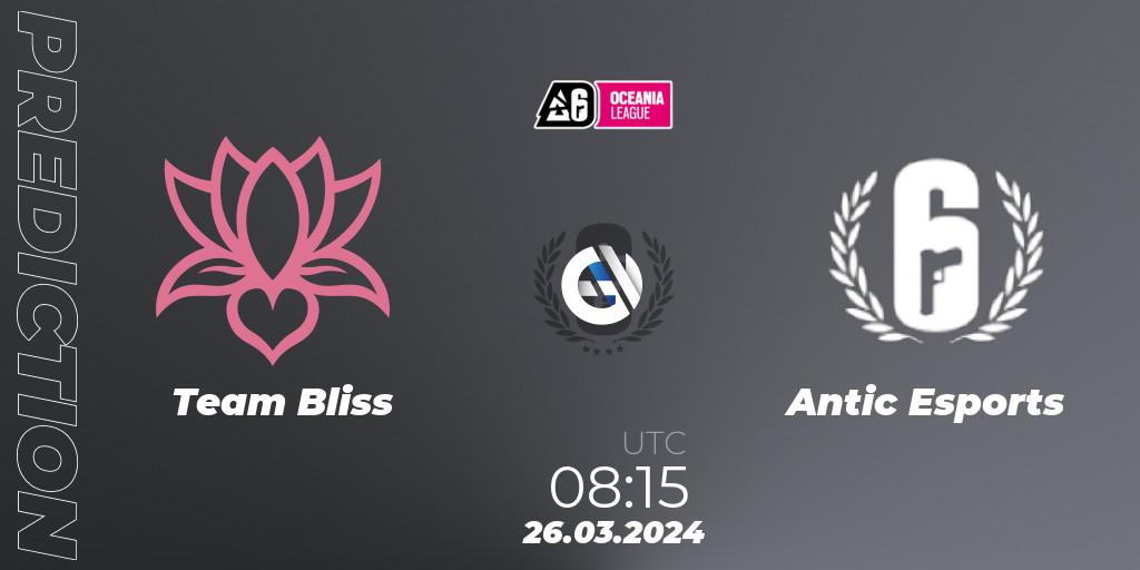 Team Bliss vs Antic Esports: Match Prediction. 26.03.24, Rainbow Six, Oceania League 2024 - Stage 1