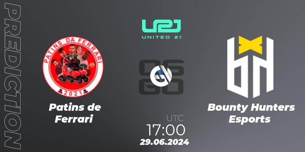 Patins de Ferrari vs Bounty Hunters Esports: Match Prediction. 29.06.2024 at 16:00, Counter-Strike (CS2), United21 South America Season 1