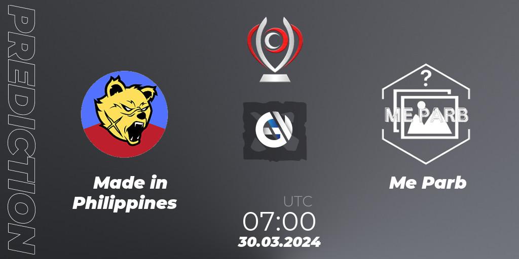 Made in Philippines vs Me Parb: Match Prediction. 30.03.24, Dota 2, Opus League