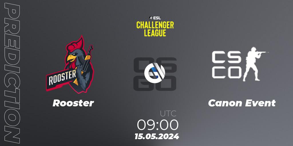 Rooster vs Canon Event: Match Prediction. 15.05.2024 at 09:00, Counter-Strike (CS2), ESL Challenger League Season 47: Oceania