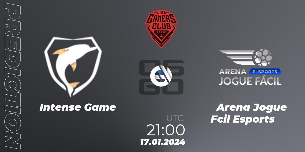 Intense Game vs Arena Jogue Fácil Esports: Match Prediction. 17.01.24, CS2 (CS:GO), Gamers Club Liga Série A: January 2024