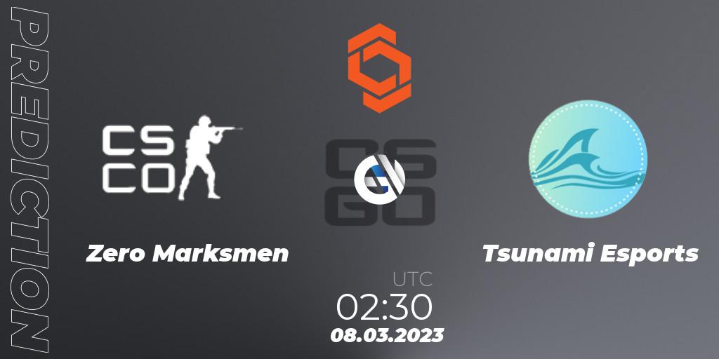 Zero Marksmen vs Tsunami Esports: Match Prediction. 08.03.2023 at 02:30, Counter-Strike (CS2), CCT North America Series #4