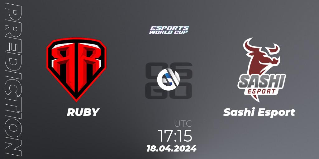 RUBY vs Sashi Esport: Match Prediction. 18.04.2024 at 17:15, Counter-Strike (CS2), Esports World Cup 2024: European Open Qualifier