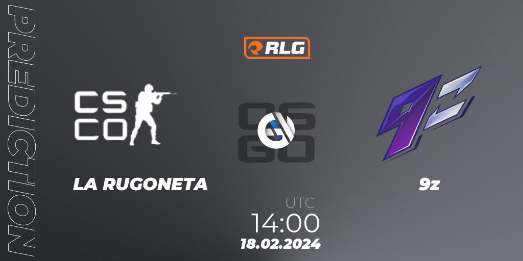 LA RUGONETA vs 9z: Match Prediction. 18.02.2024 at 14:00, Counter-Strike (CS2), RES Latin American Series #1