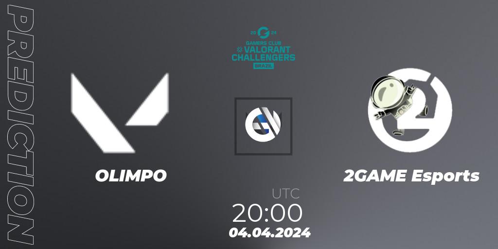 OLIMPO vs 2GAME Esports: Match Prediction. 04.04.2024 at 20:00, VALORANT, VALORANT Challengers Brazil 2024: Split 1