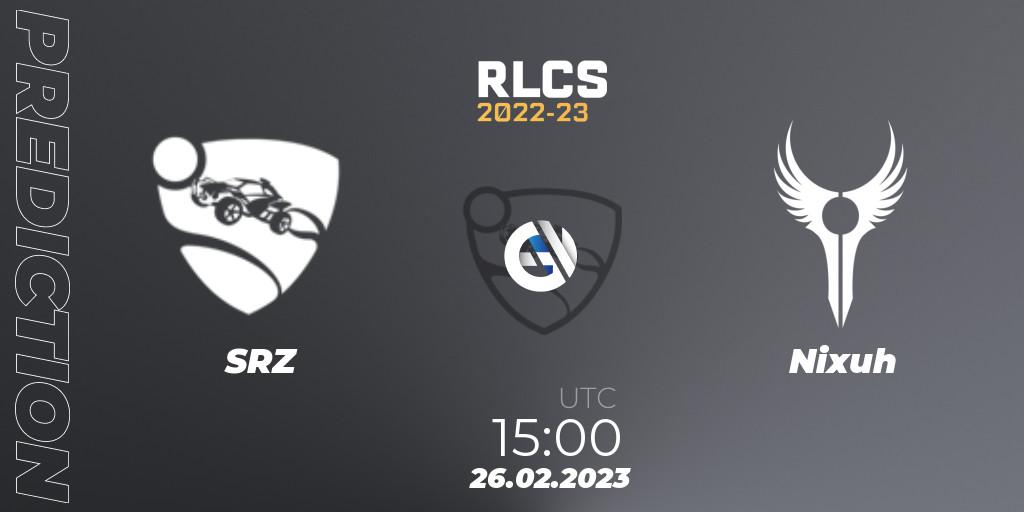 SRZ vs Nixuh: Match Prediction. 26.02.2023 at 15:00, Rocket League, RLCS 2022-23 - Winter: Sub-Saharan Africa Regional 3 - Winter Invitational