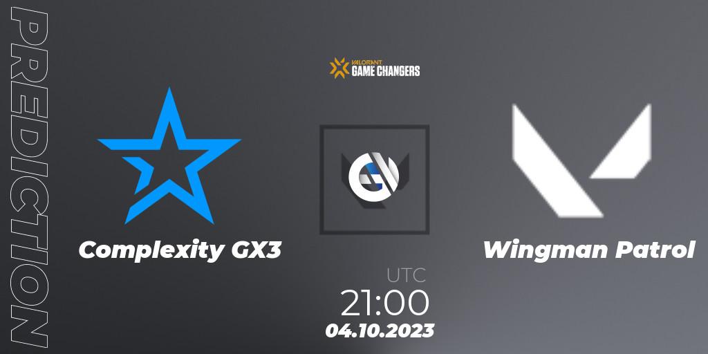 Complexity GX3 vs Wingman Patrol: Match Prediction. 04.10.23, VALORANT, VCT 2023: Game Changers North America Series S3
