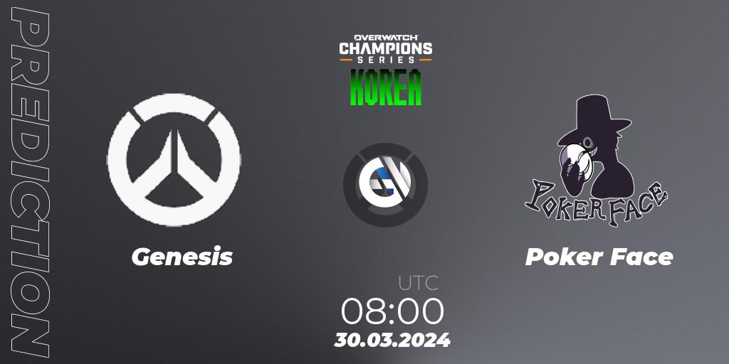 Genesis vs Poker Face: Match Prediction. 30.03.2024 at 08:00, Overwatch, Overwatch Champions Series 2024 - Stage 1 Korea