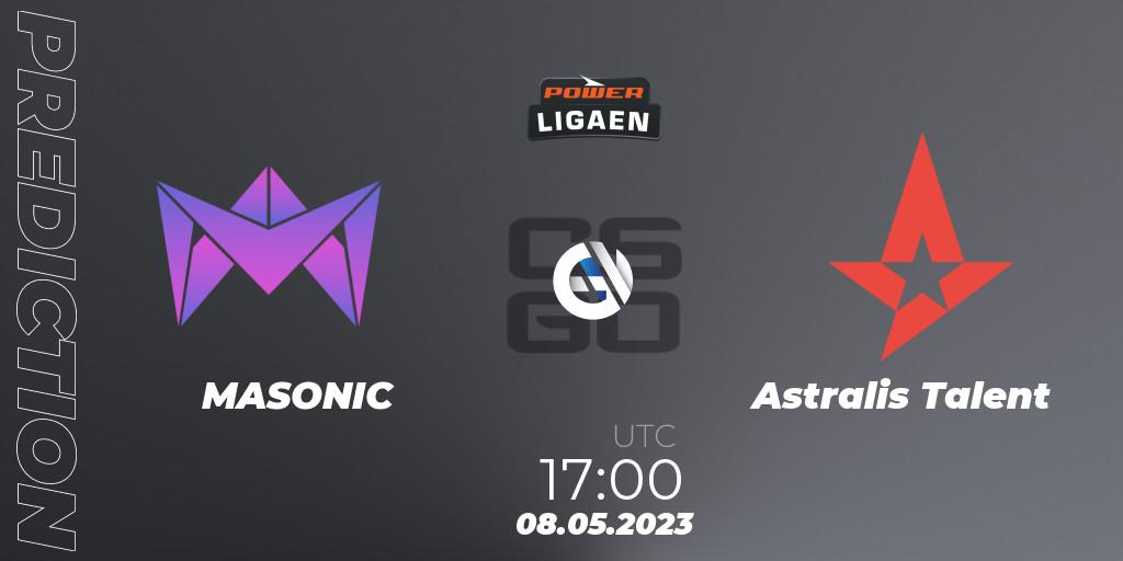 MASONIC vs Astralis Talent: Match Prediction. 08.05.2023 at 17:00, Counter-Strike (CS2), Dust2.dk Ligaen Season 23