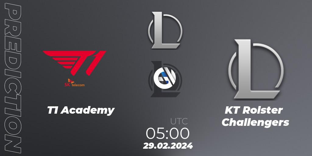 T1 Academy vs KT Rolster Challengers: Match Prediction. 29.02.24, LoL, LCK Challengers League 2024 Spring - Group Stage